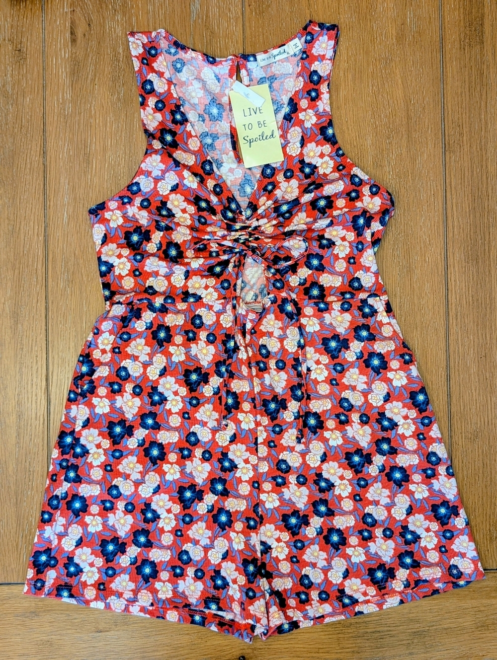 Floral Tie-Front Floral Romper-S